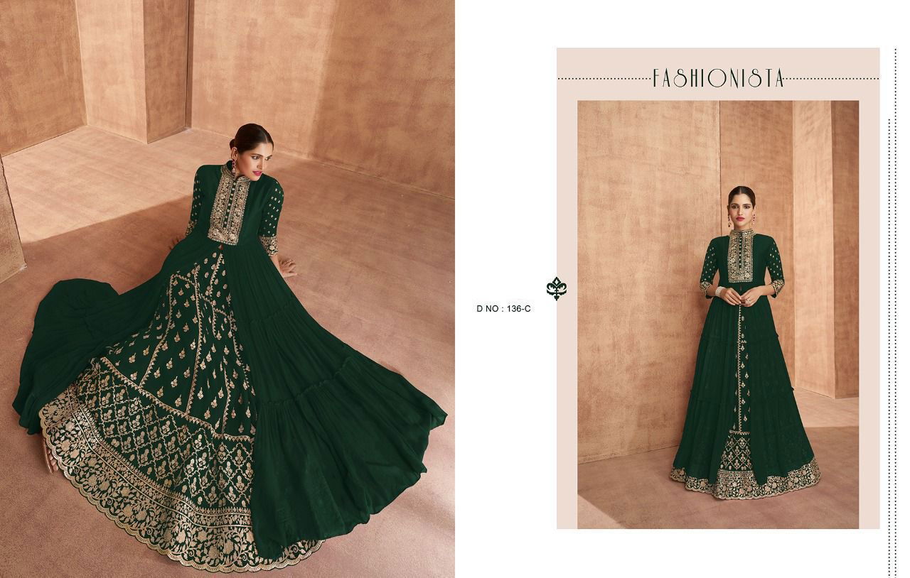 Shaina 136 Colours Heavy Wedding Wear Embroidery Designer Salwar Suits Collection